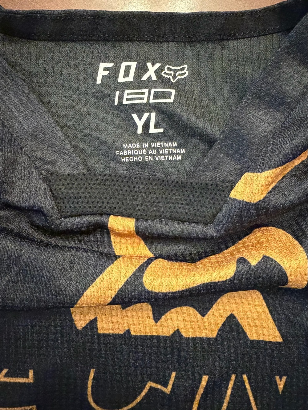 Fox Youth Crewneck Sweater in Black with Gold Graphic